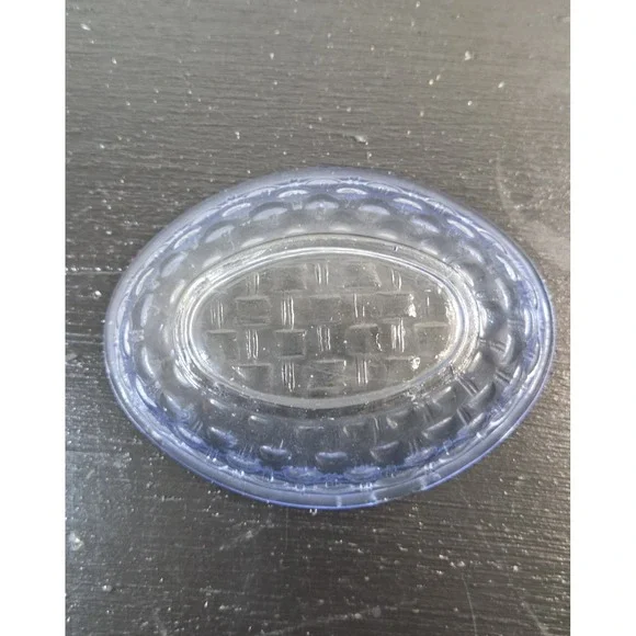 L E Smith Glass Bunny Candy Dish Blue Easter Rabbit On Nest Basket Trinket Dish - Picture 9 of 13